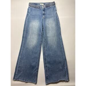 OAT New York Women's Braided Waist Wide Leg Blue Jeans - 10/30 (30x30)